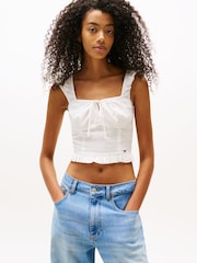 Tommy Jeans Natural Extra Slim Fit Cropped Sleeveless Blouse - Image 1 of 4