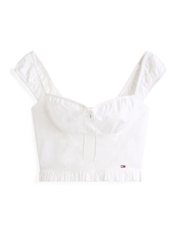Tommy Jeans Natural Extra Slim Fit Cropped Sleeveless Blouse - Image 4 of 4