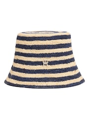 Tommy Hilfiger Chapéus Stripe de balde de crochê de palha - Imagem 1 de 3