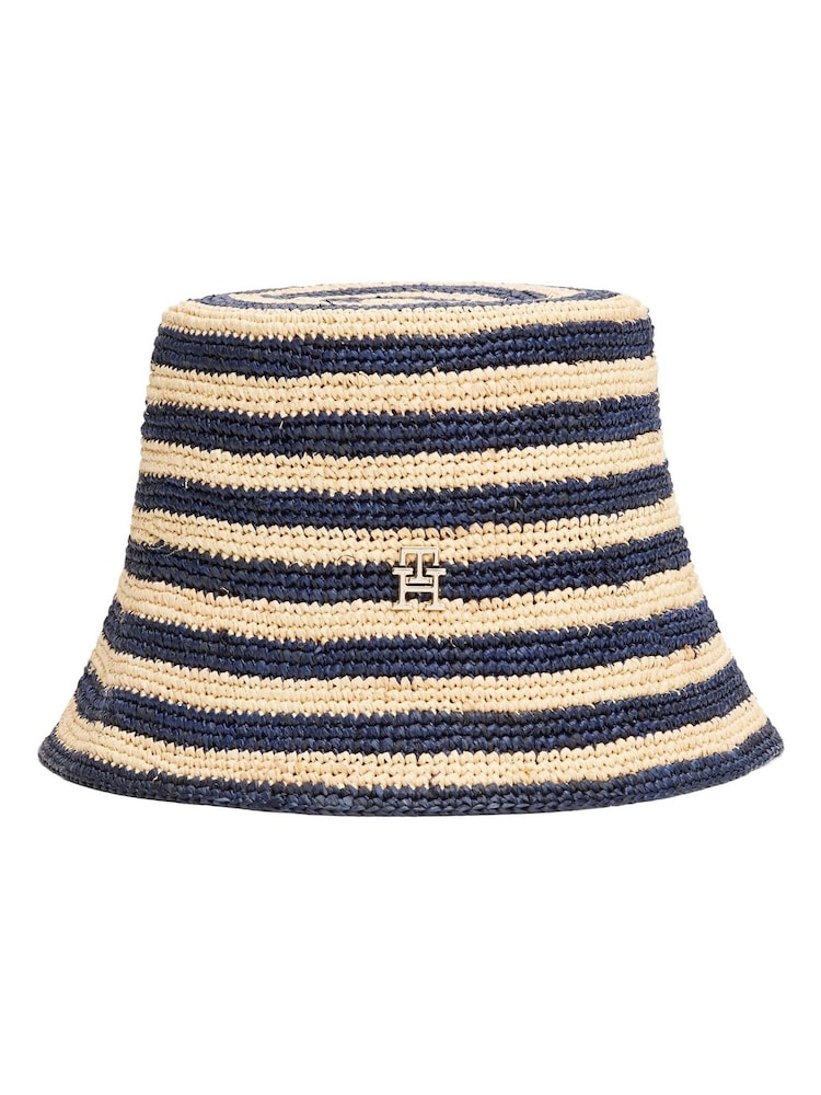 Tommy Hilfiger Chapéus Stripe de balde de crochê de palha - Imagem 1 de 3