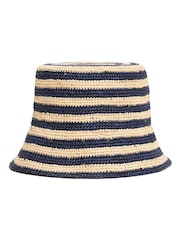 Tommy Hilfiger Chapéus Stripe de balde de crochê de palha - Imagem 2 de 3