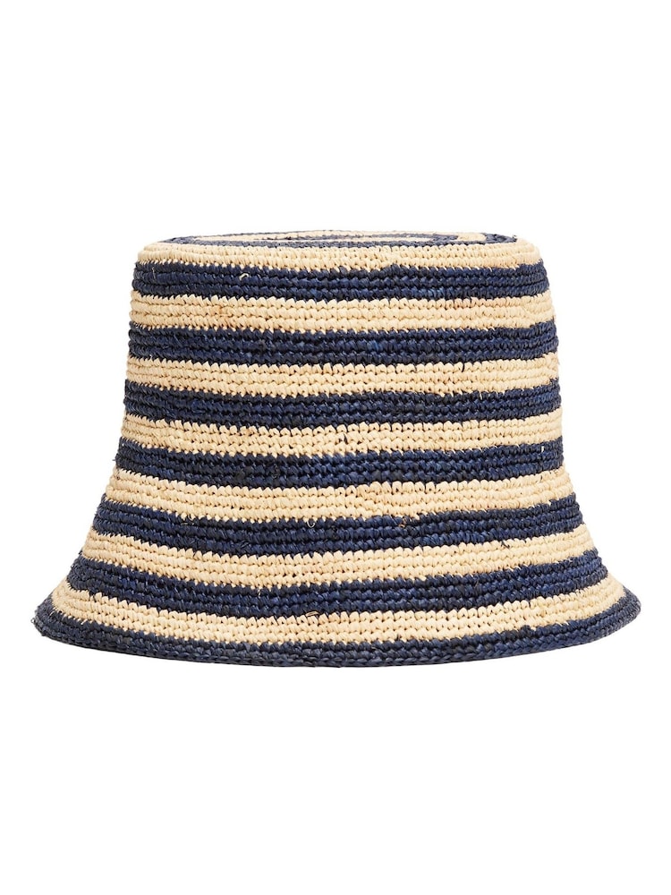 Tommy Hilfiger Chapéus Stripe de balde de crochê de palha - Imagem 2 de 3