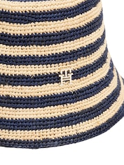 Tommy Hilfiger Chapéus Stripe de balde de crochê de palha - Imagem 3 de 3