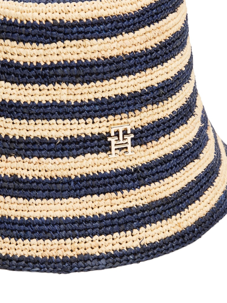 Tommy Hilfiger Chapéus Stripe de balde de crochê de palha - Imagem 3 de 3