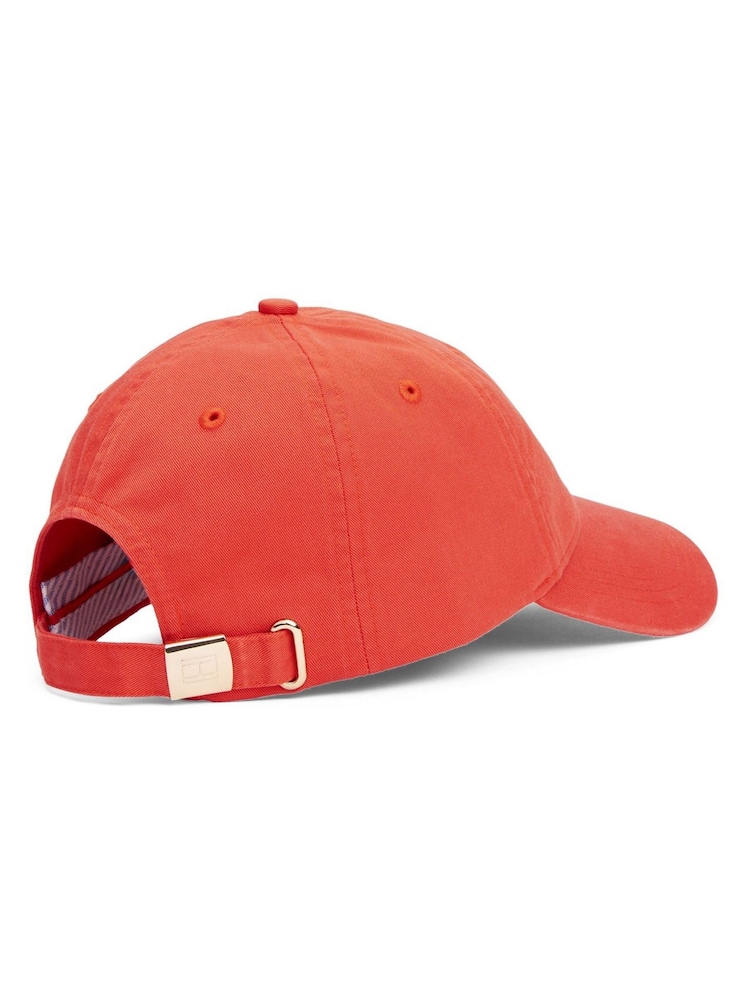 Tommy Hilfiger Red 100% Cotton Essential Flag Embroidery Baseball Cap - Image 2 of 3