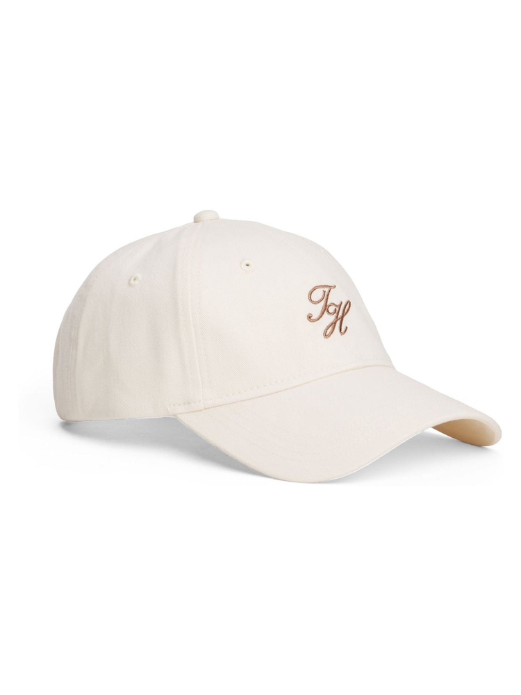 Creme - Tommy Hilfiger 100% Cotton Monogram Embroidery Baseball Cap - Imagem 1 de 3