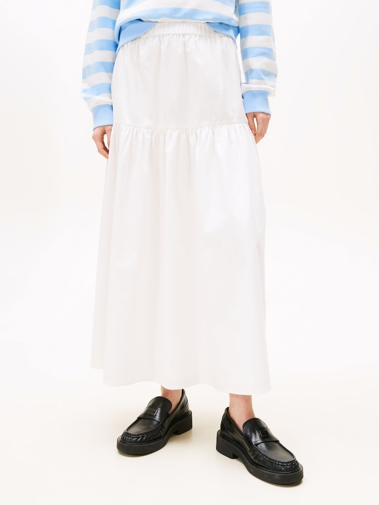 Tommy Jeans Natural Tiered Maxi Skirt - Image 1 of 5