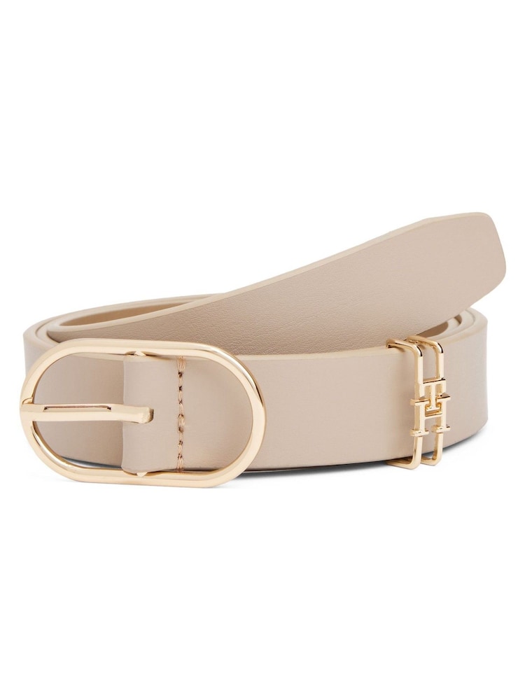 rjava - Tommy Hilfiger Leather Monogram Oval Buckle Belt - Slika 1 iz 3