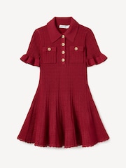 Self-Portrait Red Pointelle Knit Dress - Image 1 of 2