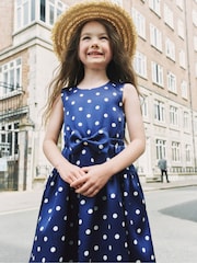 Self-Portrait Blue Taffeta Polka Dot Dress - Image 3 of 4