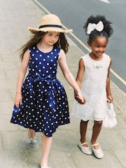 Self-Portrait Blue Taffeta Polka Dot Dress - Image 4 of 4