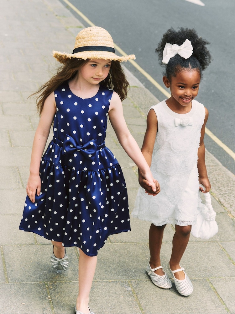 Self-Portrait Blue Taffeta Polka Dot Dress - Image 4 of 4