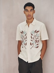 Neutral N.Premium Linen Tencel Blend Floral Print Short Sleeve Shirt - Image 1 of 7