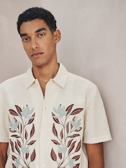 Neutral N.Premium Linen Tencel Blend Floral Print Short Sleeve Shirt - Image 3 of 7