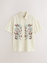 Neutral N.Premium Linen Tencel Blend Floral Print Short Sleeve Shirt - Image 5 of 7
