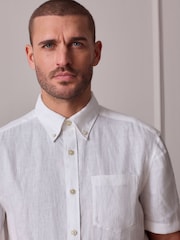 White Linen Short Sleeve Shirt - Image 1 of 4