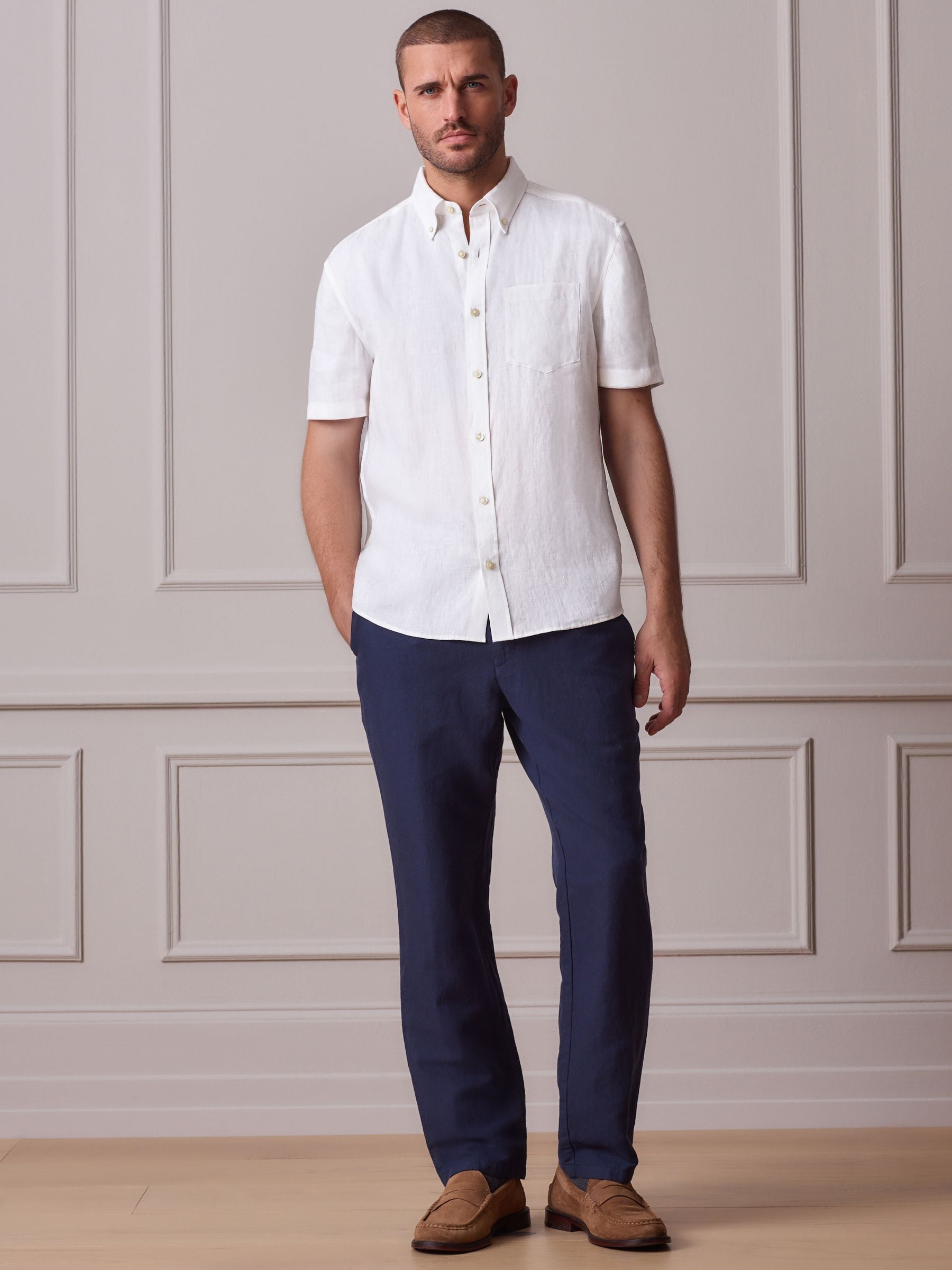 Buy White Signature 100% Linen Short Sleeve Shirt from Next USA