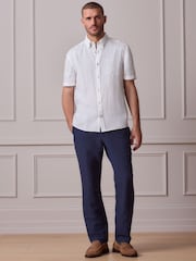 White Linen Short Sleeve Shirt - Image 2 of 4