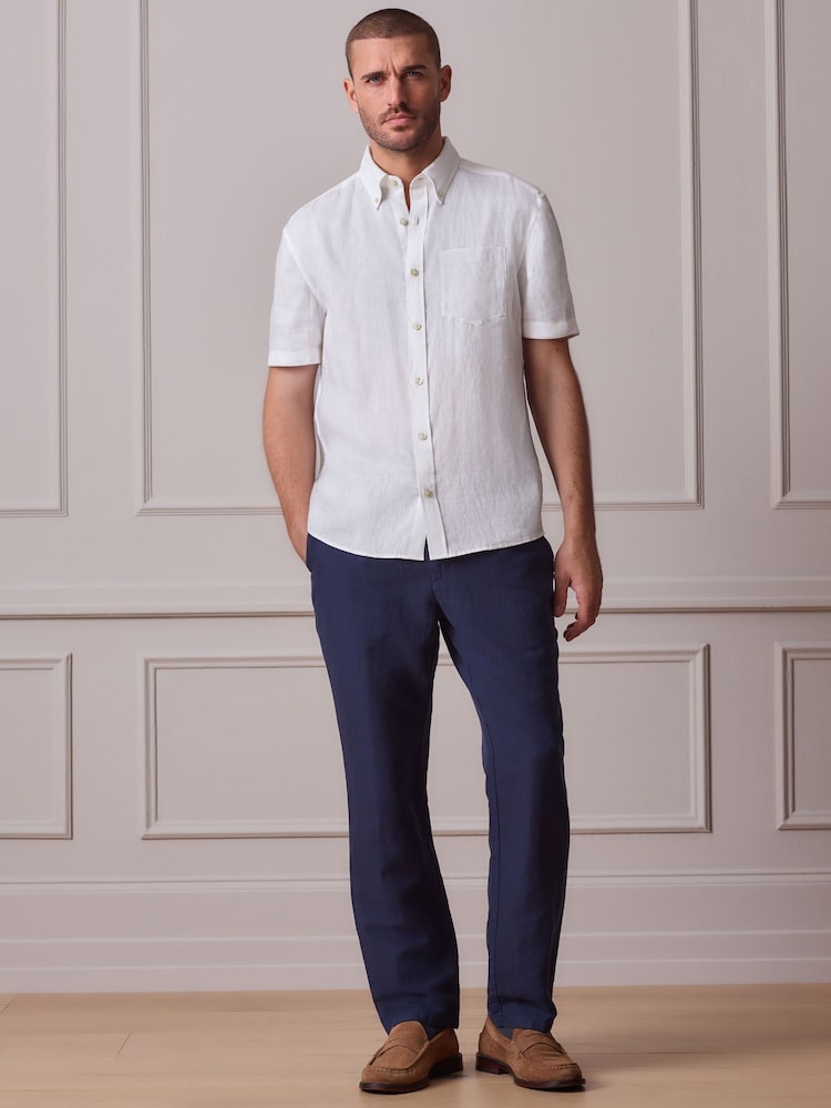 White Linen Short Sleeve Shirt - Image 2 of 4