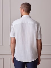 White Linen Short Sleeve Shirt - Image 3 of 4