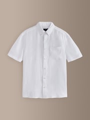 White Linen Short Sleeve Shirt - Image 5 of 7