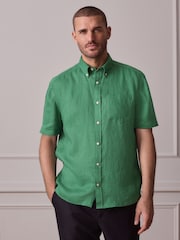 Green Linen Short Sleeve Shirt - Image 4 of 7