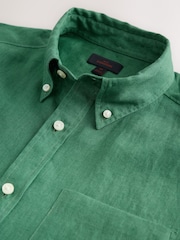 Green Linen Short Sleeve Shirt - Image 6 of 7