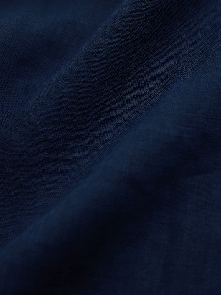 Navy Linen Short Sleeve Shirt - Image 8 of 8 Navy Linen Short Sleeve Shirt - Image 8 of 8