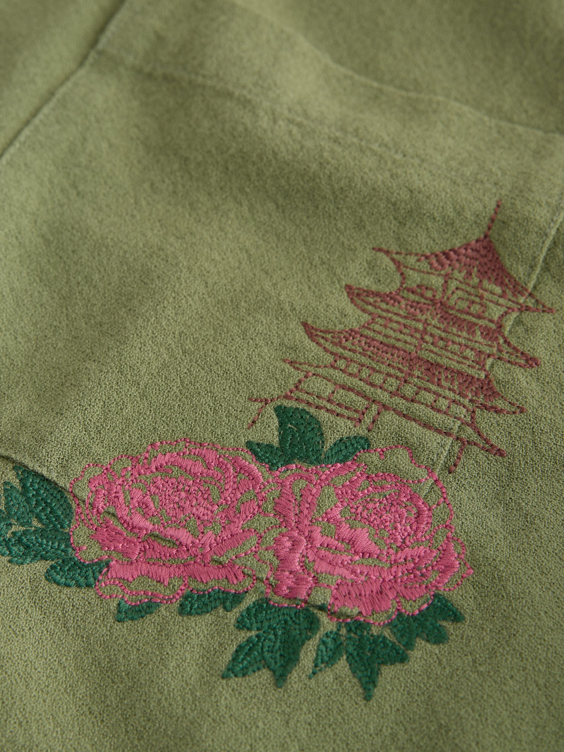 【OLIVE】Embroidery shirt Buy Olive Green Long Sleeve Soft Touch Smart Shirt from the Next