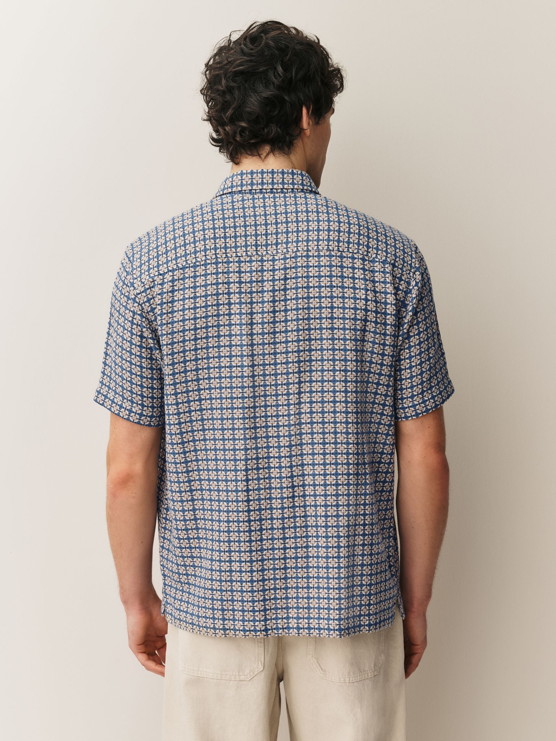 Buy Blue Relaxed Fit Textured Check Short Sleeve Shirt from Next Oman