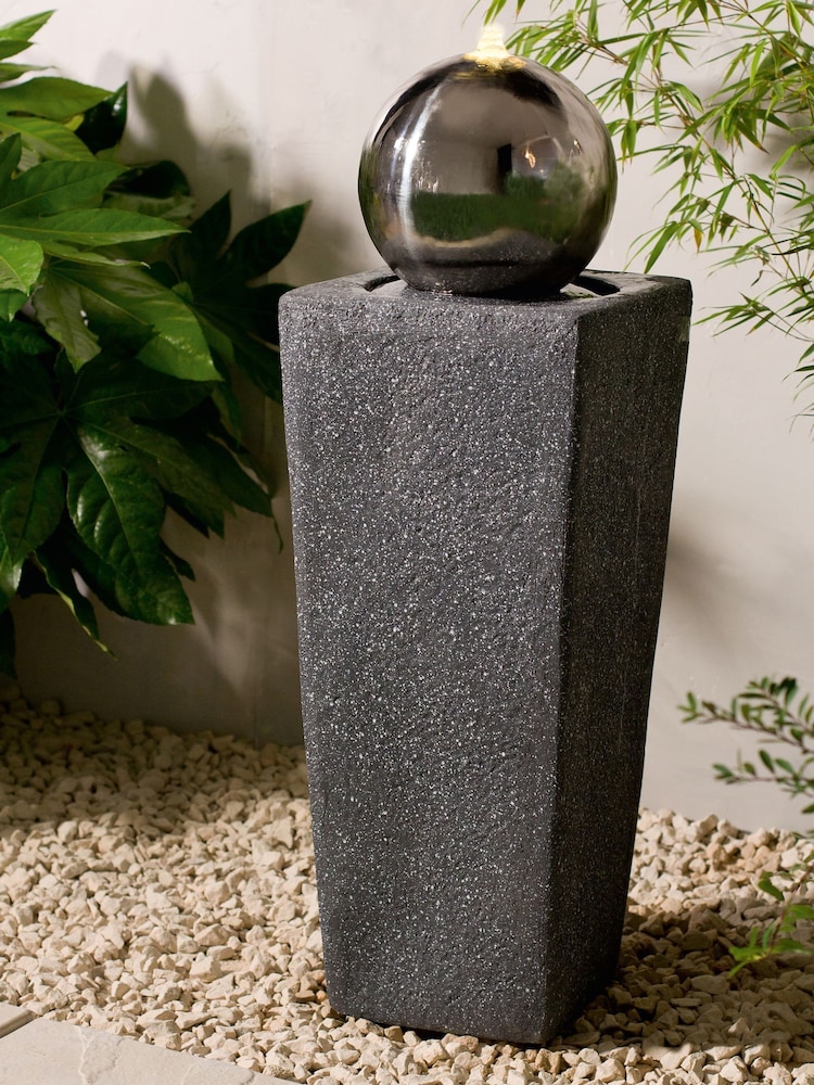 Premier Decorations Ltd Grey 78cm 4 LED Low Voltage SS Tower Water Feature - Image 1 of 3