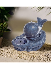 Premier Decorations Ltd Grey 55cm 4 LED Solar Happy Whale Water Feature - Image 1 of 3