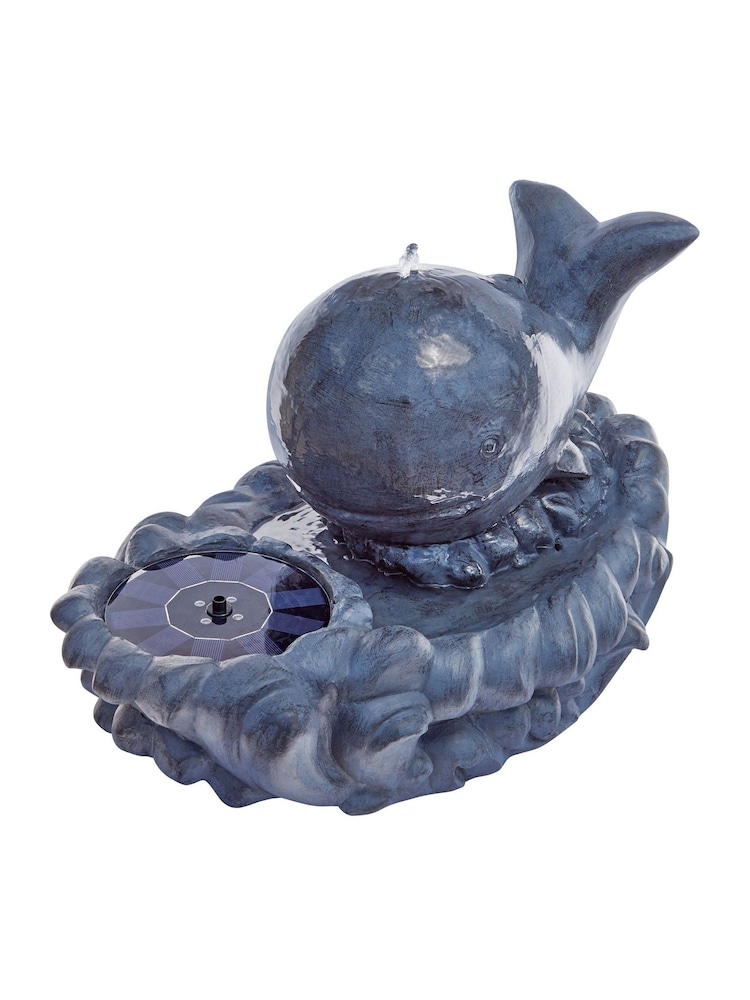 Premier Decorations Ltd Grey 55cm 4 LED Solar Happy Whale Water Feature - Image 2 of 3