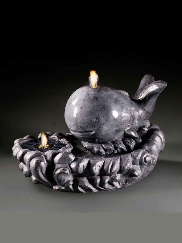 Premier Decorations Ltd Grey 55cm 4 LED Solar Happy Whale Water Feature - Image 3 of 3