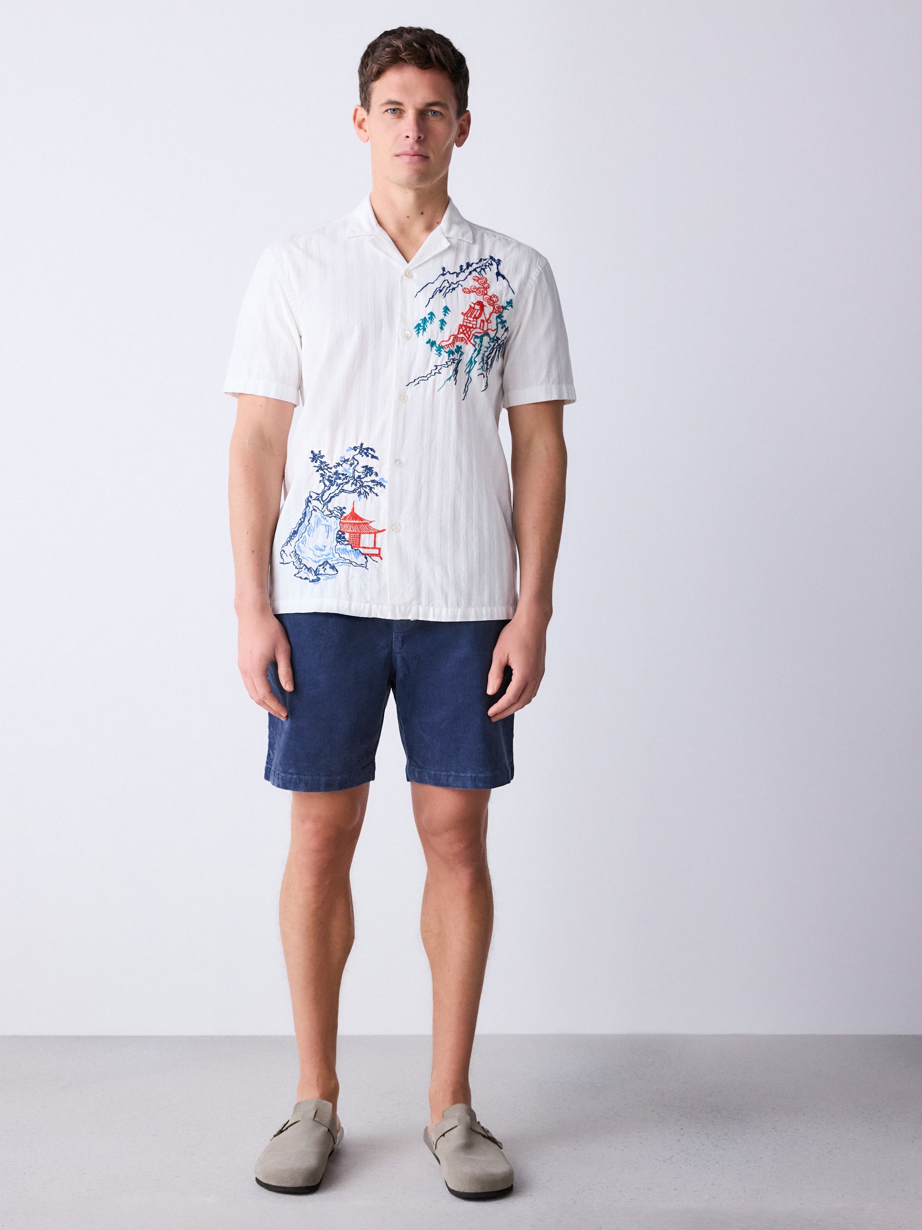 Cumpără Neutral - Textured Embroidered Japanese Print Short Sleeve