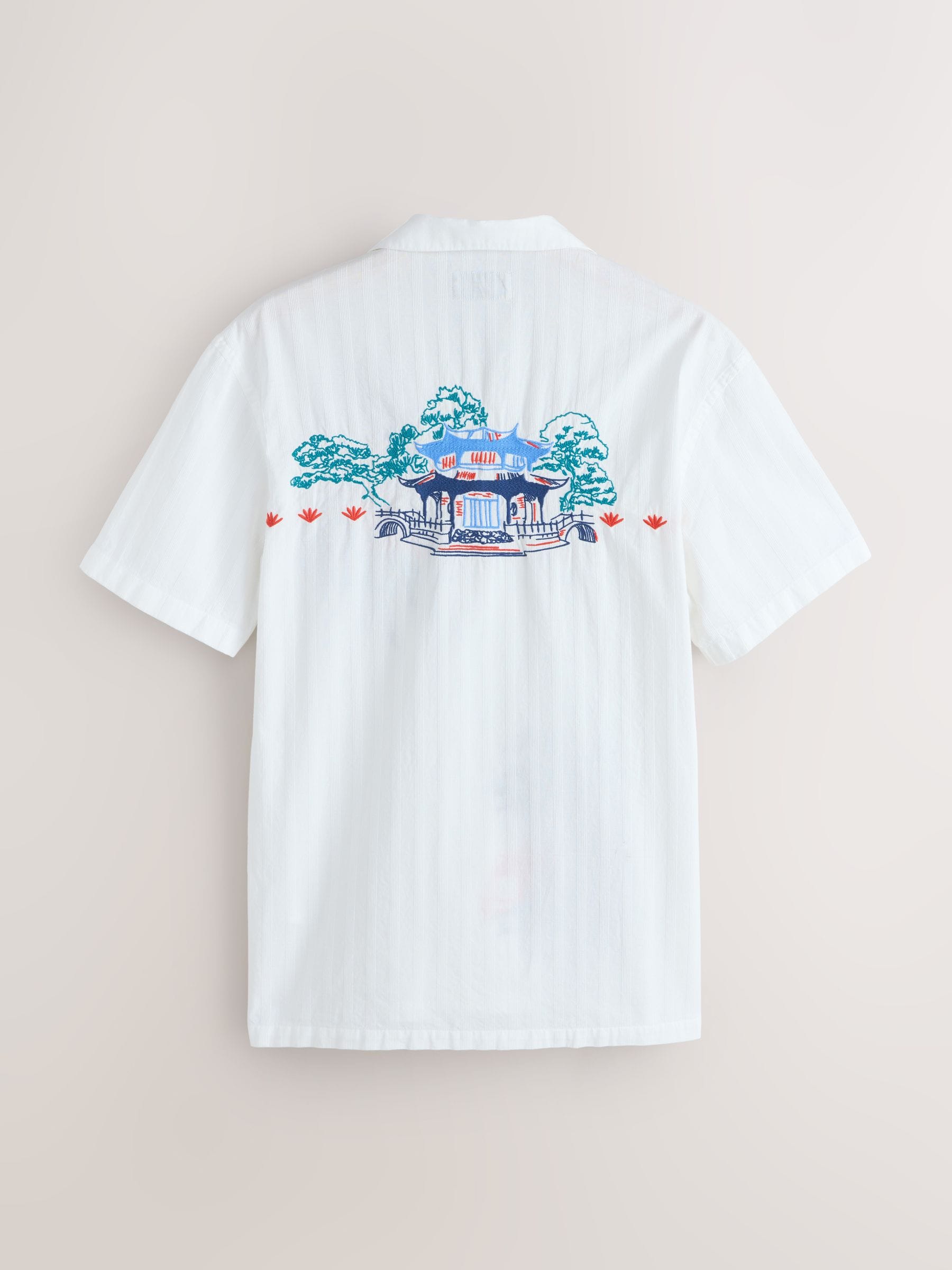 Cumpără Neutral - Textured Embroidered Japanese Print Short Sleeve