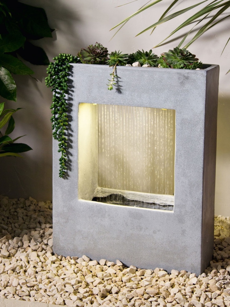 Premier Decorations Ltd Grey 58cm Low Voltage Curtain Shower Water Feature - Image 1 of 3