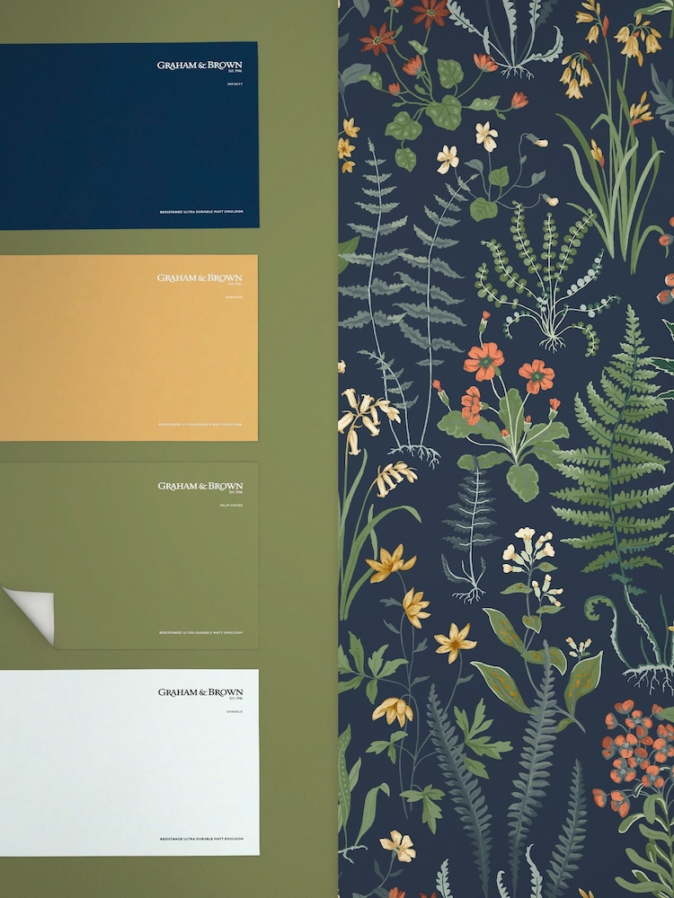 Graham & Brown Blue Oshibana 10M Wallpaper - Image 4 of 4