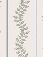 Graham & Brown Sky & Green Laurel Leaf Stripe 10M Wallpaper - Image 2 of 4