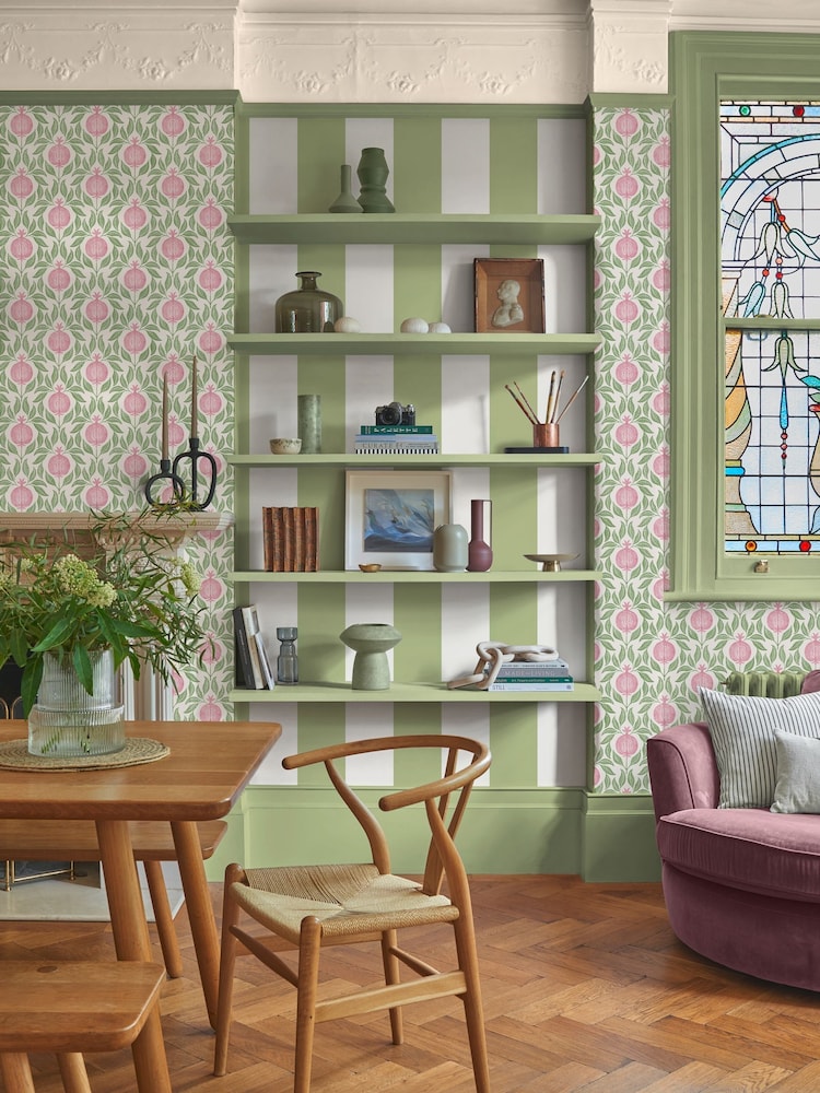 Graham & Brown Pink & Green Apple of Grenada 10M Wallpaper - Image 1 of 4