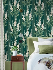 Graham & Brown Teal Foxglove 10M Wallpaper - Image 1 of 4