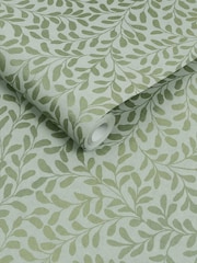 Graham & Brown Sage Gilded Leaf 10M Wallpaper - Image 3 of 4