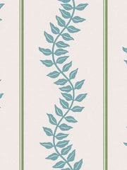 Graham & Brown Blue & Green Laurel Leaf Stripe 10M Wallpaper - Image 2 of 4