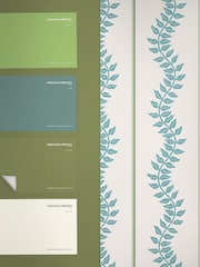 Graham & Brown Blue & Green Laurel Leaf Stripe 10M Wallpaper - Image 4 of 4
