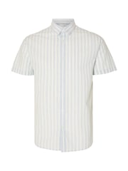 Azul claro - Selected Homme Short Sleeve Shirt With Linen - Imagem 6 de 6