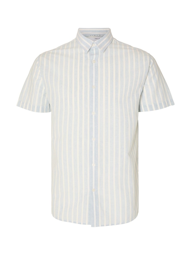 Azul claro - Selected Homme Short Sleeve Shirt With Linen - Imagem 6 de 6
