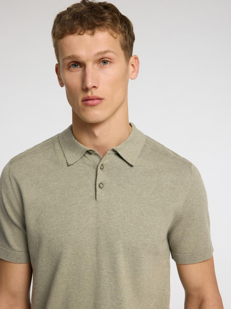 Selected Homme Green Short Sleeve Knitted Polo Shirt - Image 2 of 4 Selected Homme Green Short Sleeve Knitted Polo Shirt - Image 2 of 4