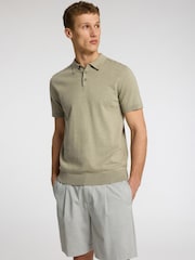 Selected Homme Green Short Sleeve Knitted Polo Shirt - Image 4 of 4