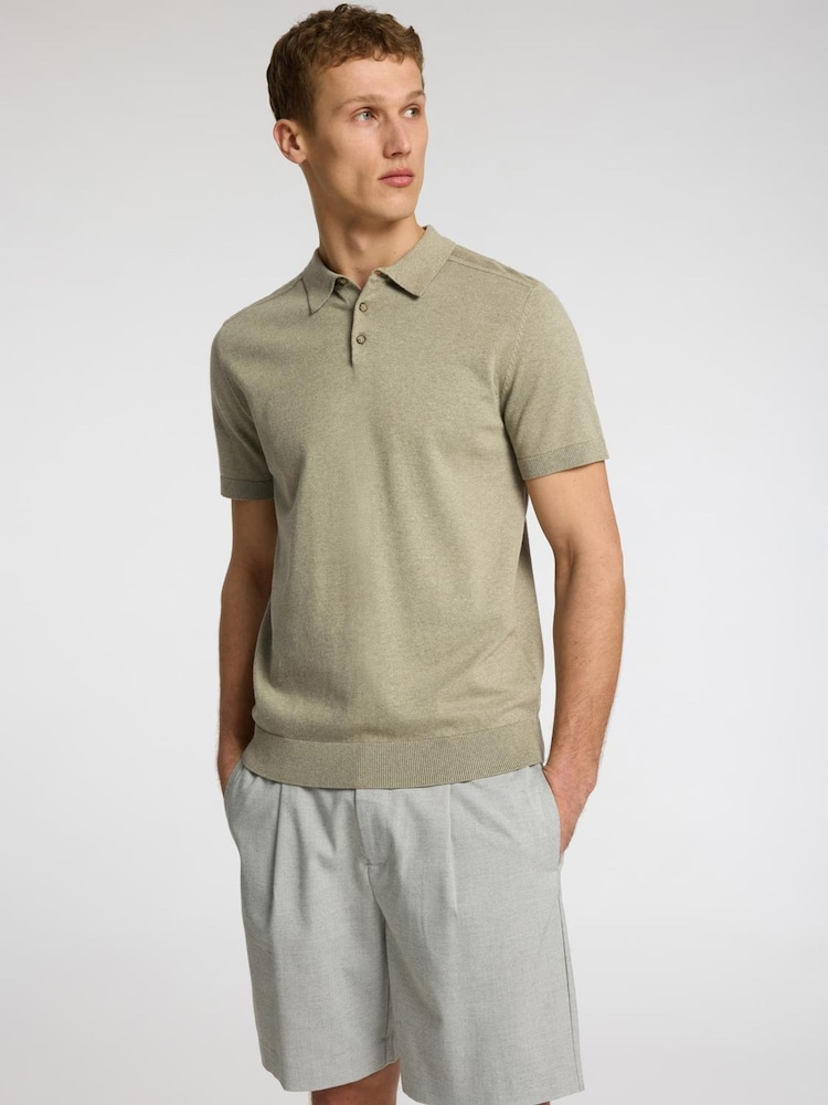 Selected Homme Green Short Sleeve Knitted Polo Shirt - Image 4 of 4 Selected Homme Green Short Sleeve Knitted Polo Shirt - Image 4 of 4