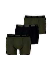 Puma Green Mens Boxers Briefs 3 Pack - Image 1 of 2